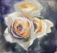 Белые розы (год не указан, бум.,акв.,пастель, 30x26.5, арт. 12К.31) - 2 600 ₽