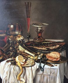 Копия, Питер Клас, "Завтрак с рыбой" (2019, х.м., 60x50, арт. 28К.12) - 85 000 ₽