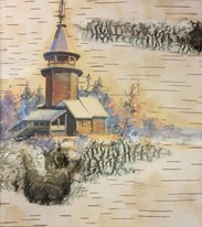 Церковь Спаса (2019, береста,масло, 24x22, арт. 52К.22) - 2 550 ₽