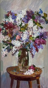 Букет сирени (2010, х.м., 70x40, арт. 50К.011) - 25 500 ₽