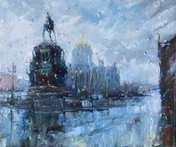 Питер. Дождь (2025, х.м., 38x45, арт. 41к106) - 32 500 ₽