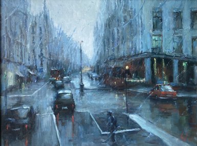 Дождь в городе (2025, х.м., 60x80, арт. 41к105) - 75 000 ₽