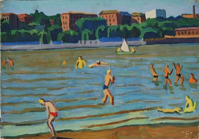 Ростов на Дону. Пляж (1960, к.м., 34x39, арт. М01К.26)