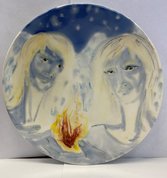 Тарелка декоративная "Ангелы-Хранители (год не указан, фаянс, 22x22, арт. 1п18) - 1 800 ₽