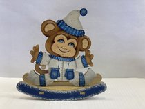 Обезьянка качалка синяя (2017, дерево, 12x12, арт. 9п8) - 1 900 ₽