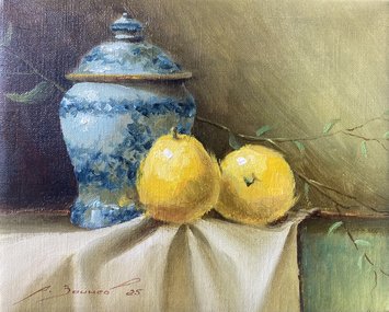 Натюрморт с лимонами (2025, х.м., 20x25, арт. 91к30) - 16 000 ₽