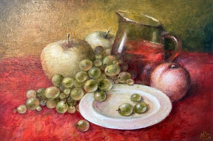 Маленький натюрморт на красном (2012, х.к.м., 20x30, арт. 79К.02) - 5 200 ₽