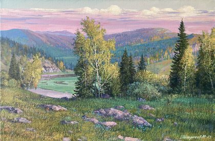 Вечер. Река Сим (2023, х.м., 40x60, арт. 58К.010) - 51 000 ₽