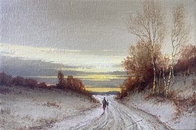 Зимняя дорога (2025, х.м., 20x30, арт. 91к31) - 18 000 ₽