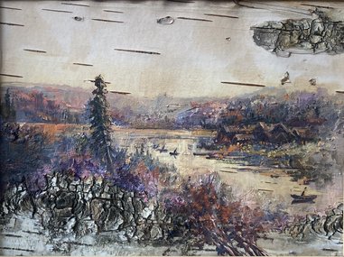 Над водой (год не указан, береста,масло, 18x24, арт. 52К.37) - 4 250 ₽