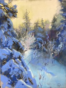 Зимний день (год не указан, бум.,темпера,пастель, 32x24, арт. 12К.66) - 5 100 ₽