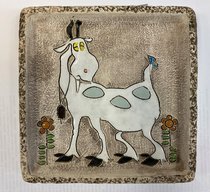 плакетка "Коза-дереза" (2022, фаянс, 16x16, арт. 34п06) - 1 700 ₽