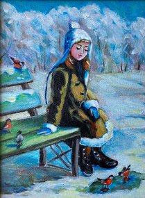 На лавочке (2022, х.акр., 20x15, арт. 17К.4) - 3 000 ₽