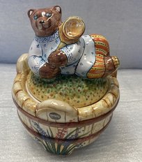 Шкатулка с медведем (2024, майолика, 13.5x10, арт. 79пМ08001) - 4 600 ₽