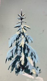 Елка под снегом (год не указан, бум.,темпера,пастель, 30x17, арт. 12К.21) - 1 700 ₽