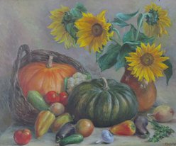 Натюрморт с двумя тыквами (2014, х.м., 60x72, арт. 15К.9) - 34 000 ₽