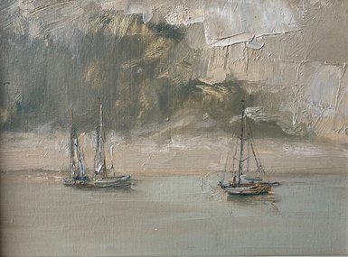 Пасмурно. Паруса (2010, х.м., 18x24, арт. 74К.011) - 17 000 ₽