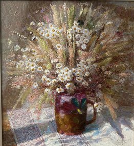 Ромашки с колокольчиками (2021, х.м., 50x45, арт. 56К.011) - 14 000 ₽