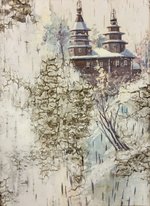 Кижи (2016, береста,масло, 24x18, арт. 52К.20) - 2 210 ₽