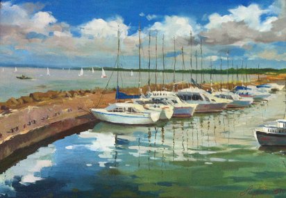 Яхты на стоянке. Балатон (2013, х.м., 50x60, арт. 46К.3) - 34 000 ₽