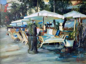 Кафе Зонтики (год не указан, х.м., 45x60, арт. 41К.010) - 34 000 ₽