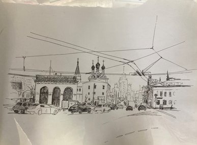 Скетч (эскиз) (год не указан, бумага,линер, 30x40, арт. 26К.015) - 3 000 ₽
