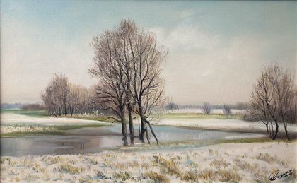 Первый снег (2023, х.м., 52x83, арт. 106к7) - 20 000 ₽