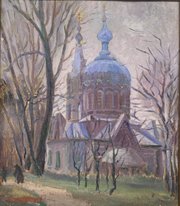 Церковь преображения в г. Воткинске (1981, картон,масло, 40x34, арт. 97к1) - 13 600 ₽