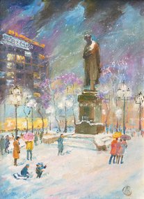 Пушкинская площадь (2020, х.м., 40x30, арт. 13К.29) - 10 500 ₽