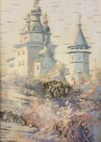 Вознесенская церковь (2016, береста,масло, 20x15, арт. 52К.12) - 1 360 ₽