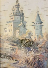 Вознесенская церковь (2016, береста,масло, 20x15, арт. 52К.12) - 1 360 ₽