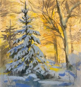 Вечереет (год не указан, бум.,темпера,пастель, 34x29.5, арт. 12К.23) - 6 800 ₽